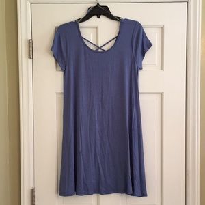 Blue knit short sleeve dress